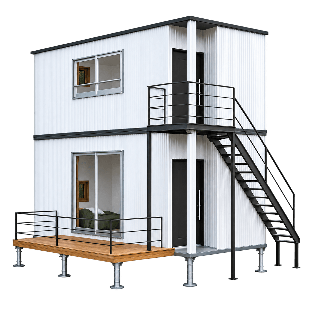 2 階建てに重ねて設置された BOX